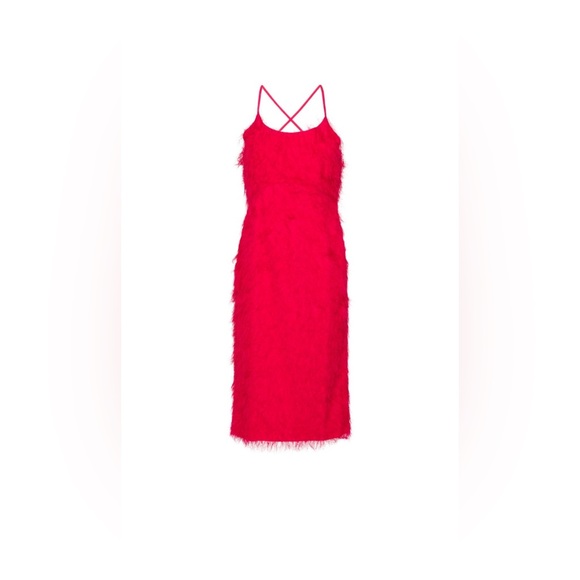 Twinset size 40 (fits US0-2) frayed midi dress in red/pink. - Picture 3 of 5
